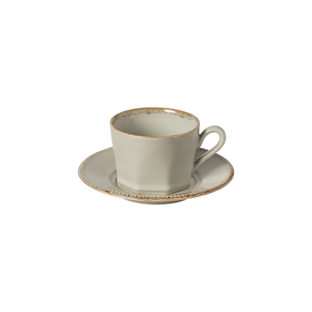 LUZIA TEE-/KAFFEETASSE MIT UNTERSETZER (GRAU)