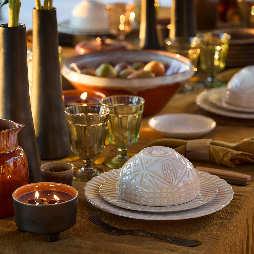 CRISTAL GROßER TELLER (BEIGE/WEIß) - 28cm
