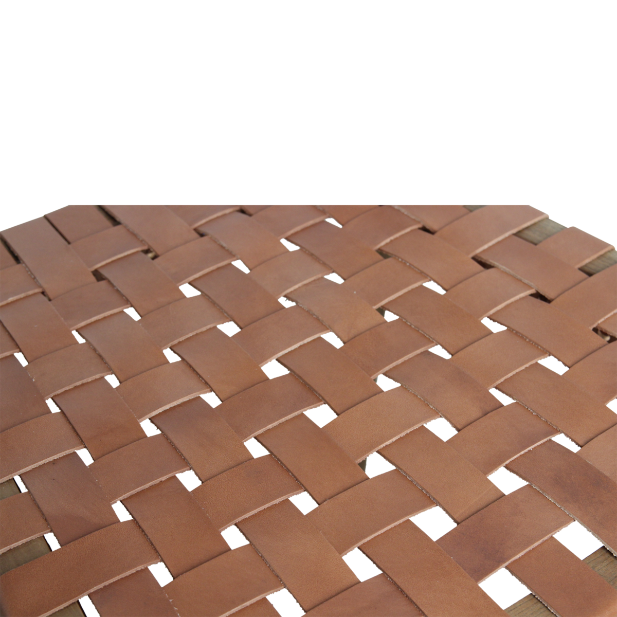 ESSZIMMERSTUHL AUS TEAKHOLZ MIT LEDERSITZFLÄCHE (BRAUN)
