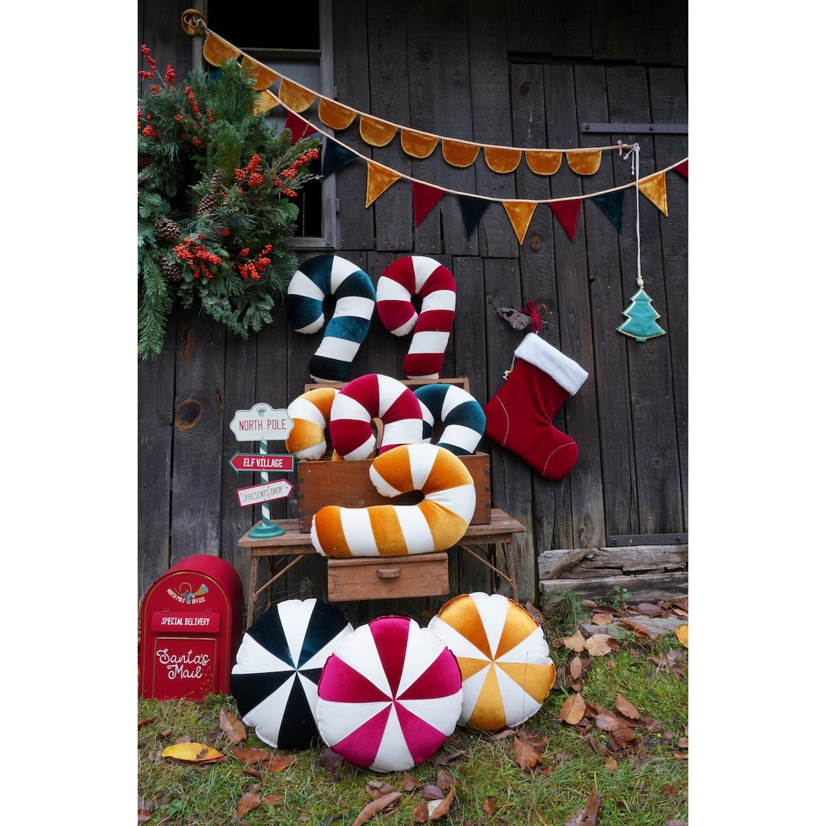 ZUCKERSTANGENKISSEN (GRÜN/WEIẞ) - 45cm