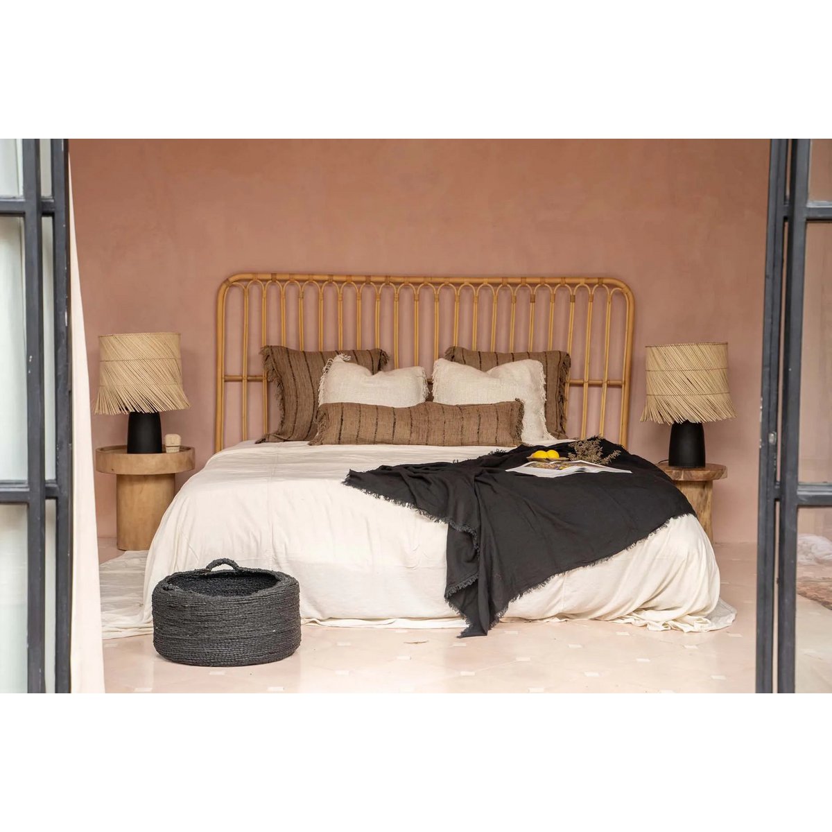 HANDGEWEBTER KISSENBEZUG (BEIGE SCHWARZ) - 35 x 100cm