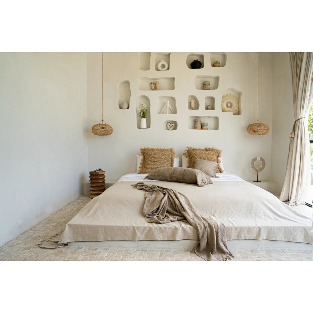 HANDGEWEBTER SAMTPLAID (BETONOPTIK)