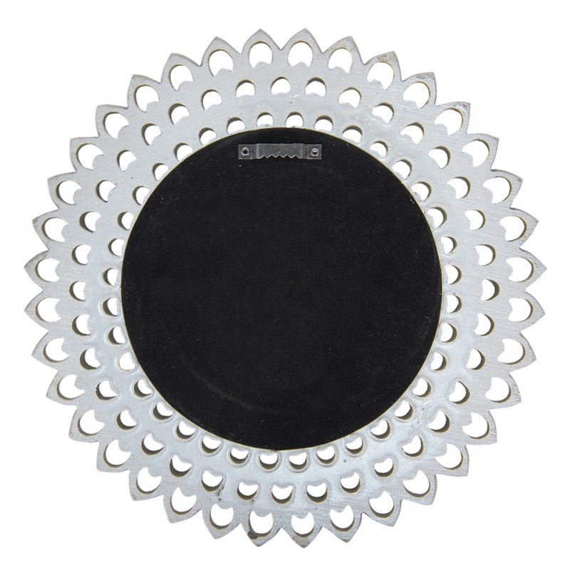 SILBERNER SPIEGEL IM PFAUEN-DESIGN - Ø 27cm