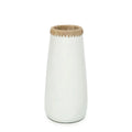TERRAKOTTA VASE MIT BASTDETAIL (WEIß) - 31cm
