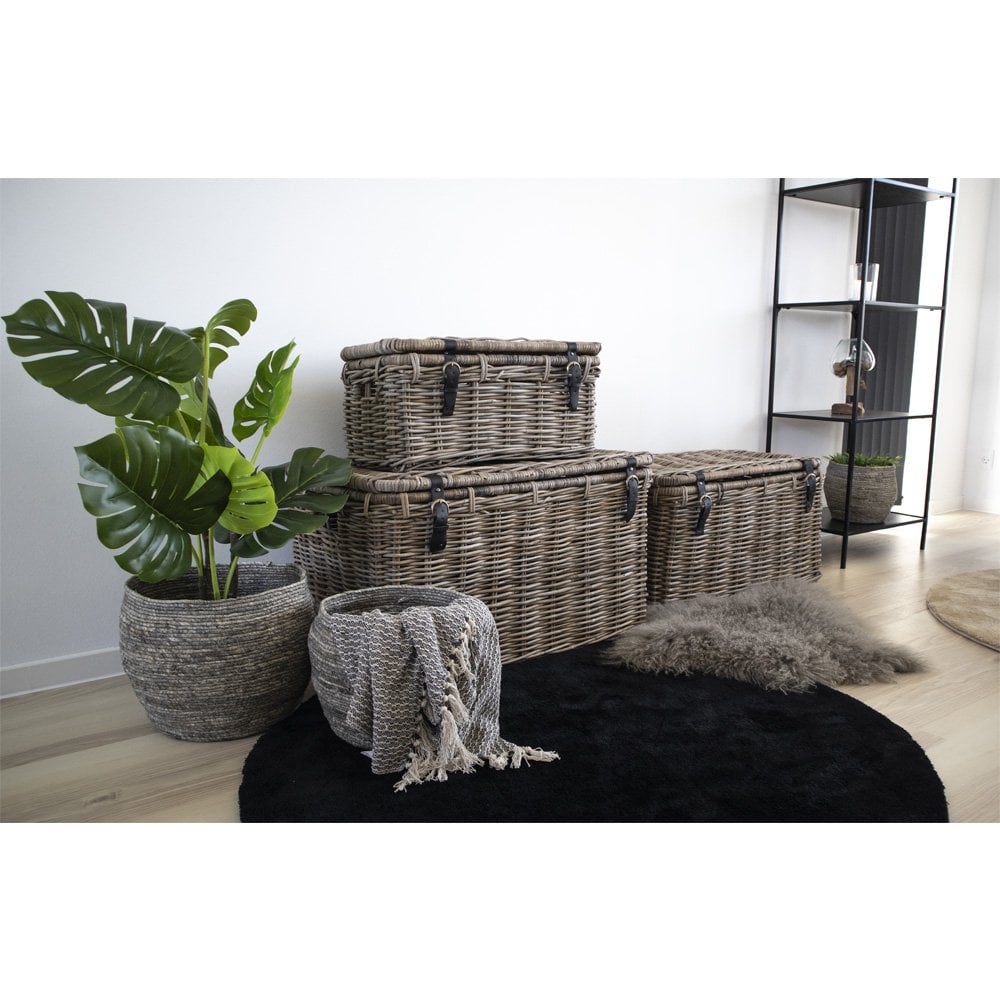 DEPOK AUFBEWAHRUNGSKOFFER AUS RATTAN (3er Set)