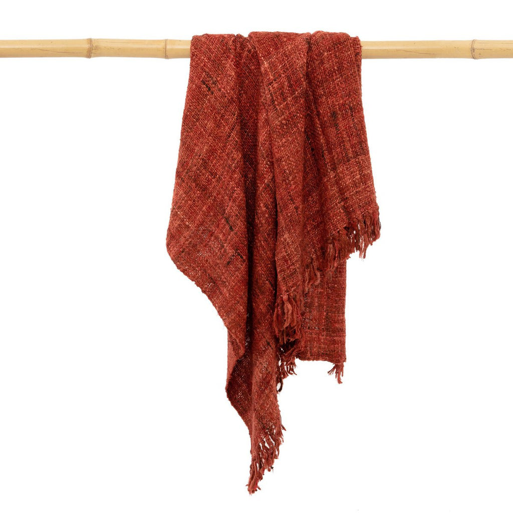 HANDGEWEBTER BAUMWOLLPLAID (KIRSCHROT)