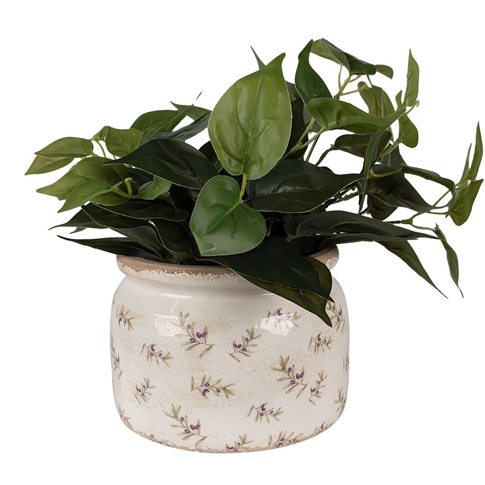 KERAMIK BLUMENTOPF (BEIGE BLAU) - Ø 20x15 cm