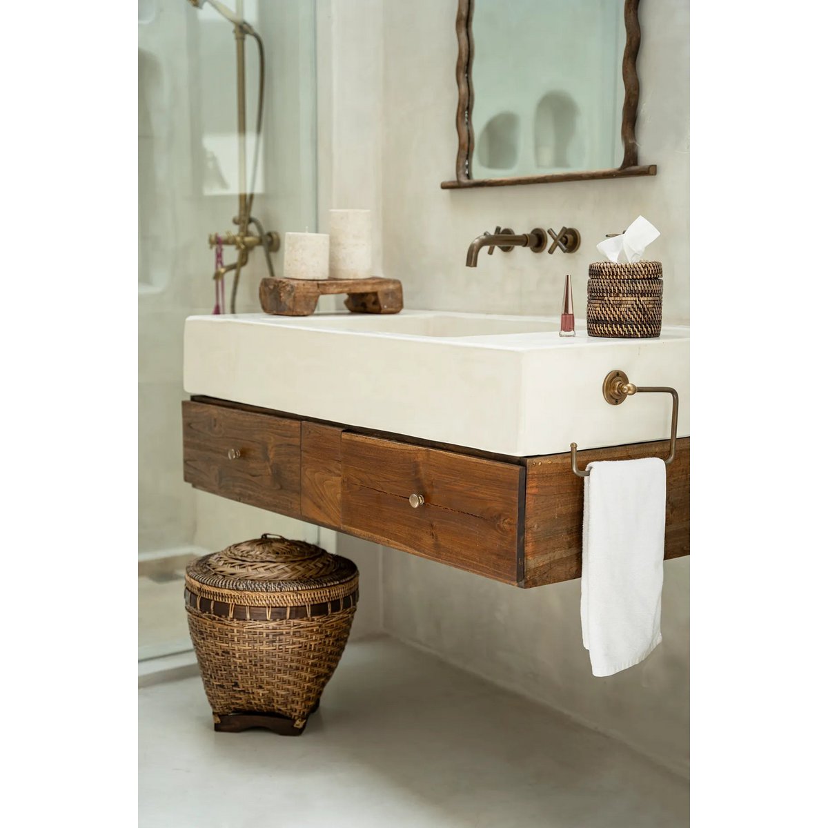 KOLONIALER RATTAN-AUFBEWAHRUNGSKORB - 45cm