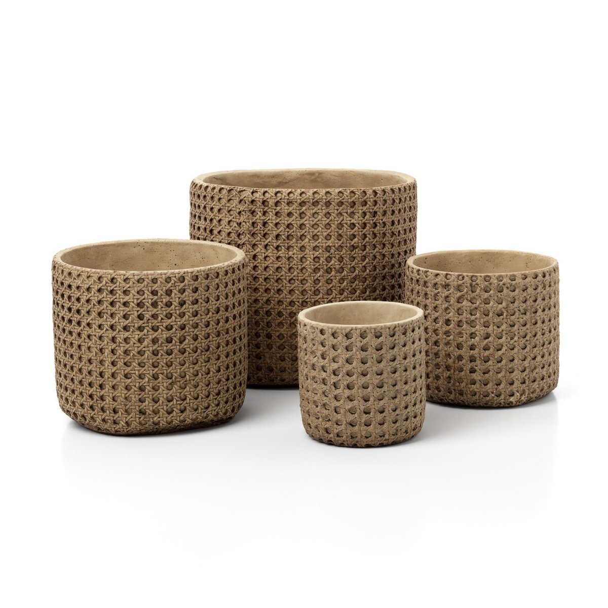 BETON ÜBERTOPF MIT RATTANROCK - 20cm