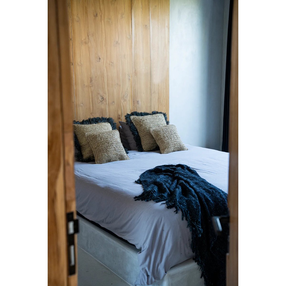 HANDGEWEBTER BAUMWOLLPLAID (SCHWARZ)