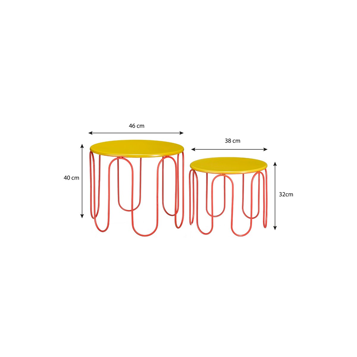 DIONE BEISTELLTISCHE IN GELB/ROT (2 Stk.)
