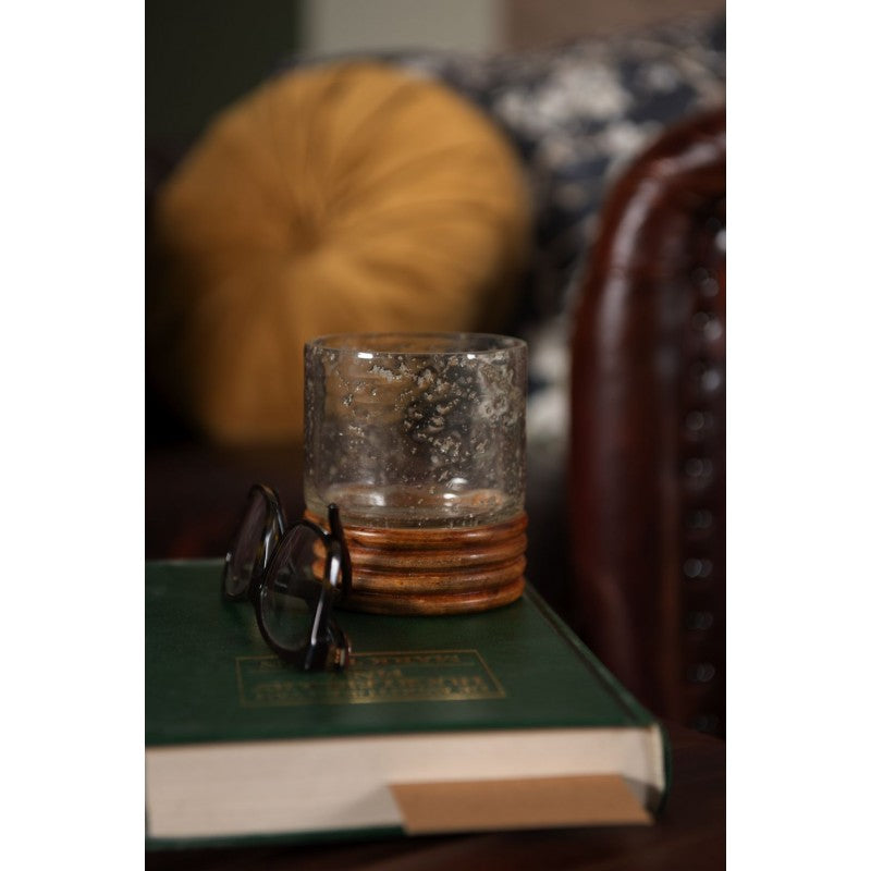 TEELICHTHALTER MIT HOLZSOCKEL