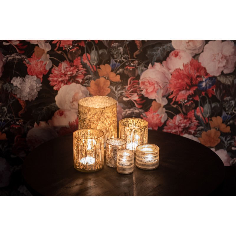 TEELICHTHALTER AUS GLAS (GOLD) - Ø15 cm