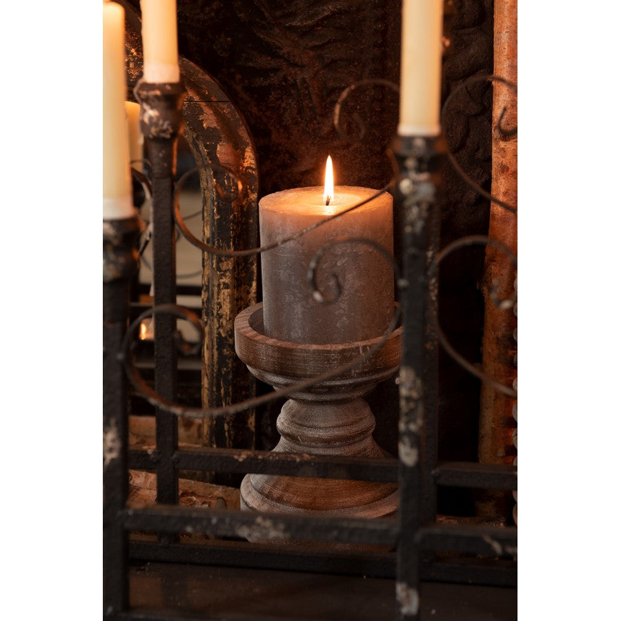 HOLZ KERZENSTÄNDER IM LANDHAUSSTIL - 16 cm