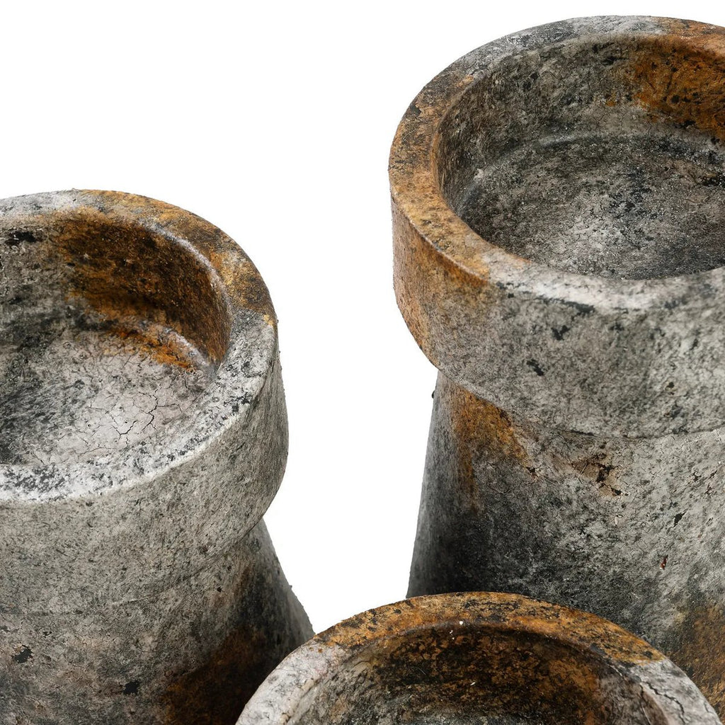 TERRAKOTTA KERZENHALTER (ANTIKGRAU) - 16cm