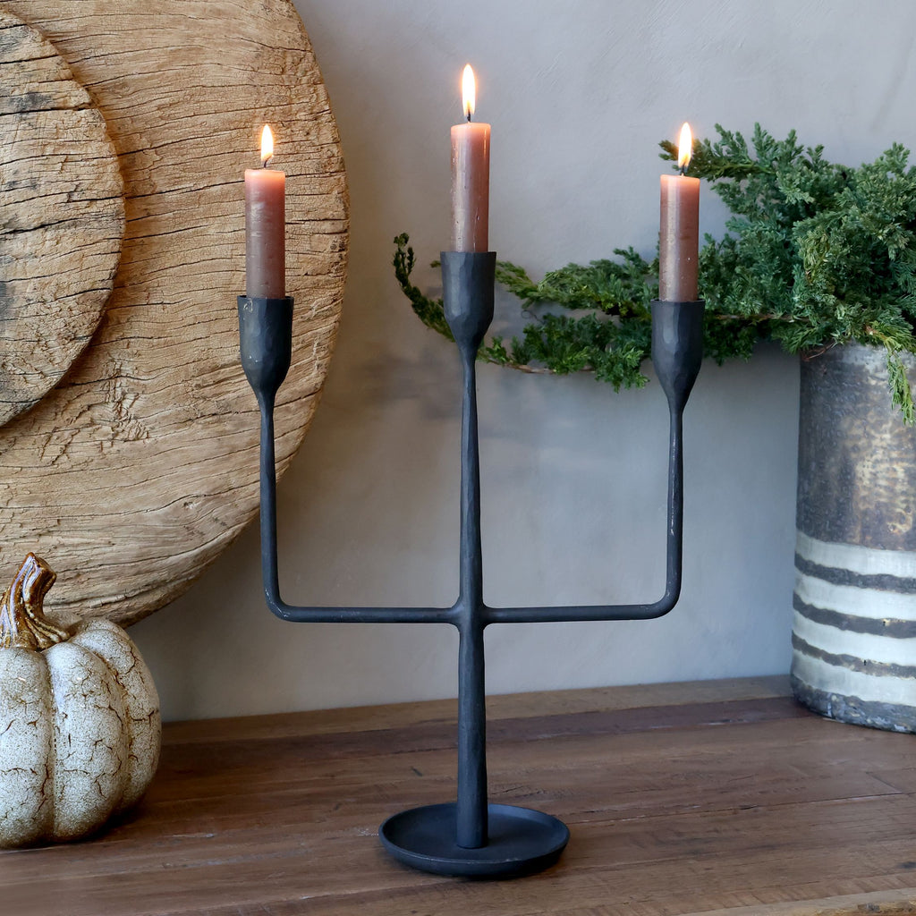 Kerzenständer mit 3 Armen Schwarz 32 cm