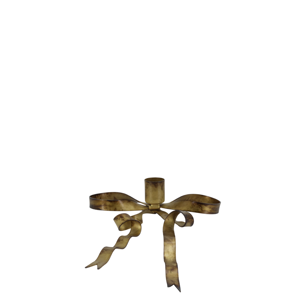 Kerzenständer mit Schleife Antik-Messing