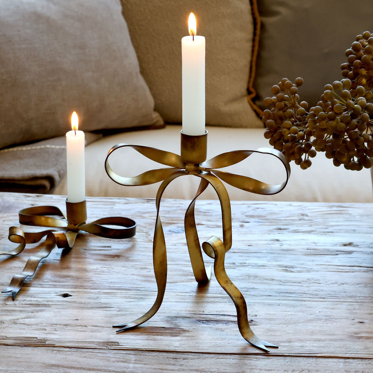 Kerzenständer mit Schleife stehend 20 cm
