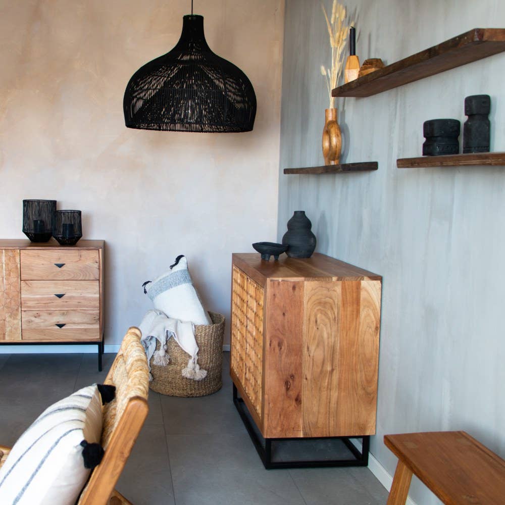 VINTAGE WANDREGAL AUS HOLZ - 75x15 cm