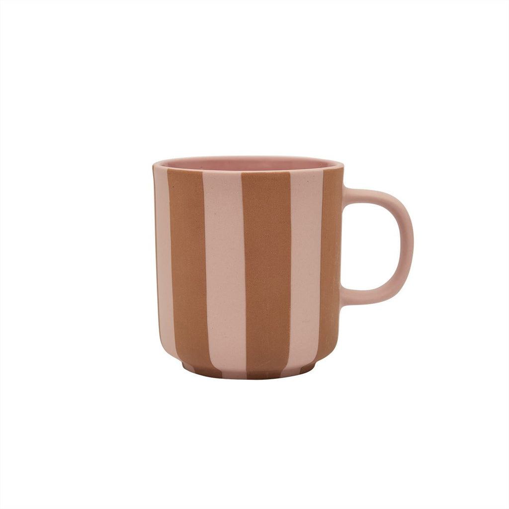 HANDBEMALTER TOPPU BECHER (ROSA/BRAUN GESTREIFT)