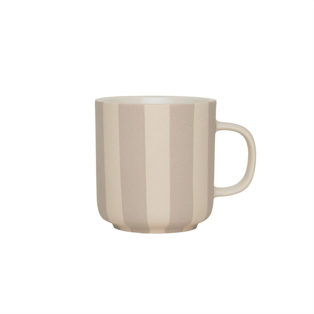 HANDBEMALTER TOPPU BECHER (BEIGE GESTREIFT)