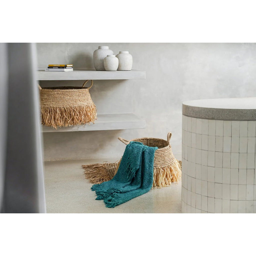 HANDGEWEBTER BAUMWOLLPLAID (TÜRKIS)