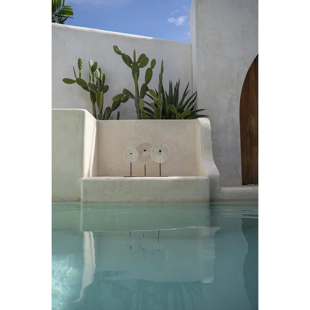 MARMORSCHEIBE AUF STÄNDER (WEIß) - 40cm