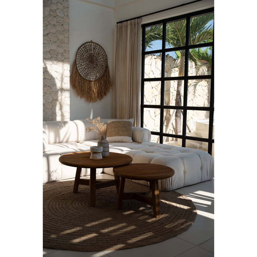 TERRAKOTTA KERZENHALTER MIT RATTANGITTER (BETON)