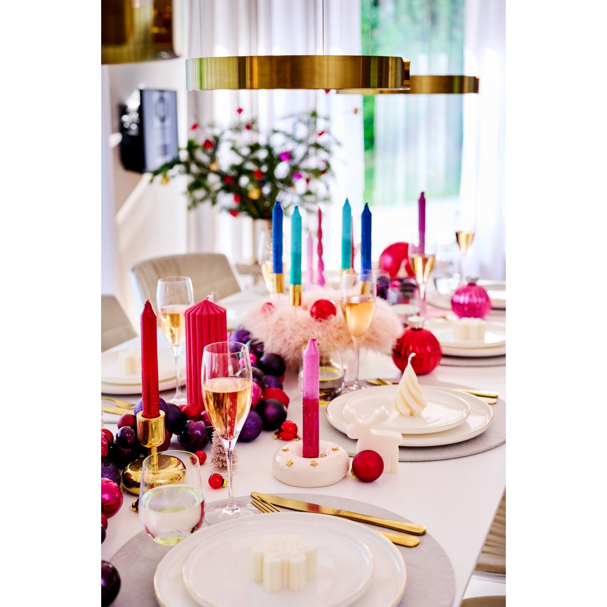 KERZENSTÄNDER BUBBLE AUS GLAS (ROSA) - 28cm