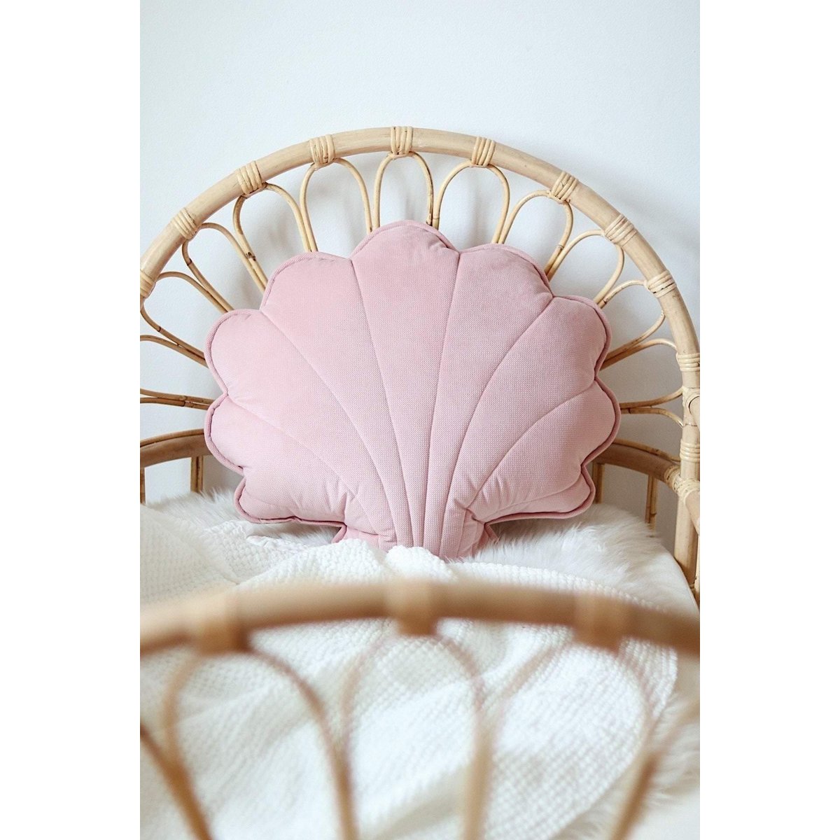 SAMT-MUSCHELKISSEN (ROSA) - 60cm