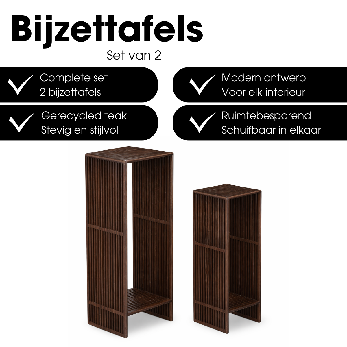 BEISTELLTISCHE AUS RECYCELTEM TEAKHOLZ