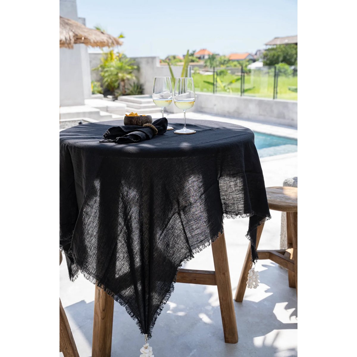 LEINENTISCHDECKE (SCHWARZ) - 150x200cm
