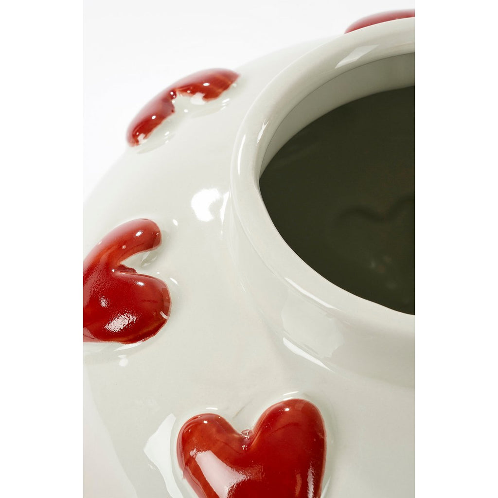 KERAMIKVASE MIT HERZEN (WEIß) - 33cm