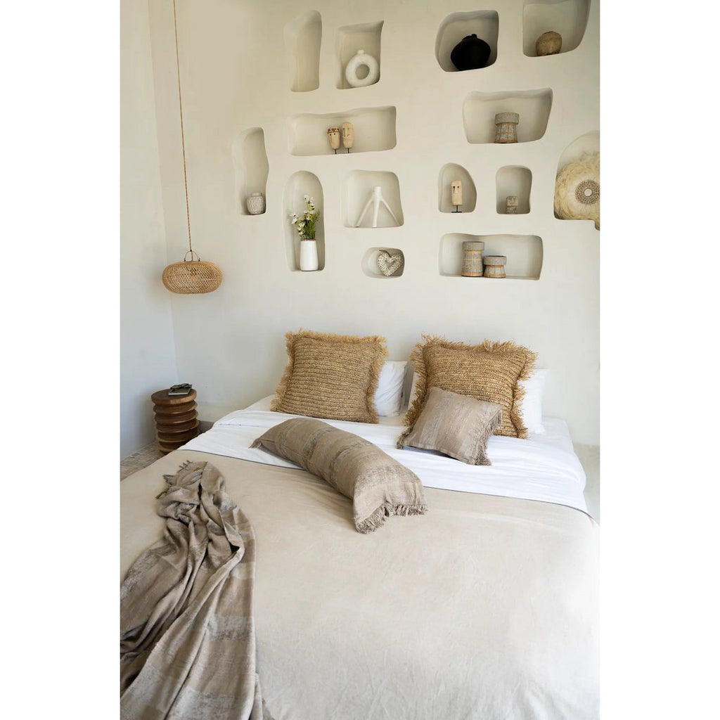 HANDGEWEBTER KISSENBEZUG (BETONSAMT) - 35 x 100cm