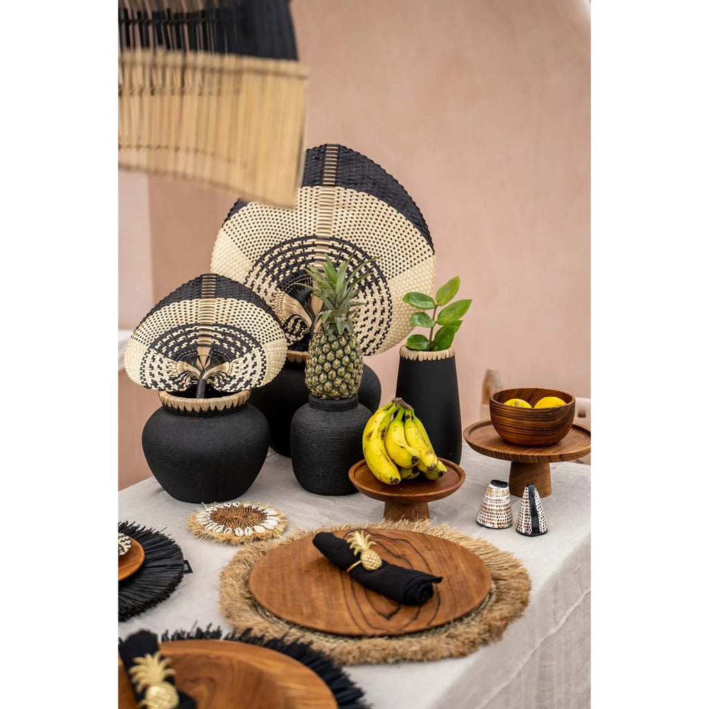 VASE MIT BASTDETAILS (SCHWARZ) - 23cm