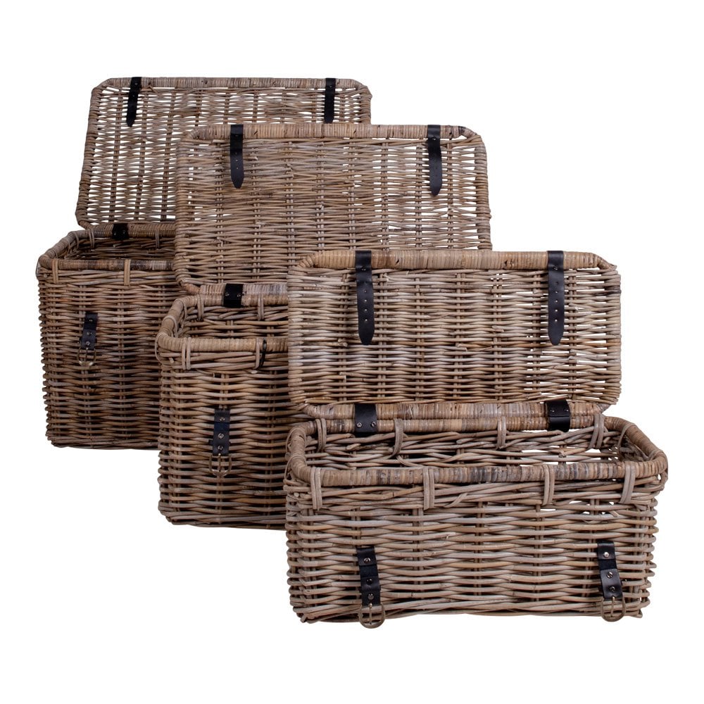 DEPOK AUFBEWAHRUNGSKOFFER AUS RATTAN (3er Set)
