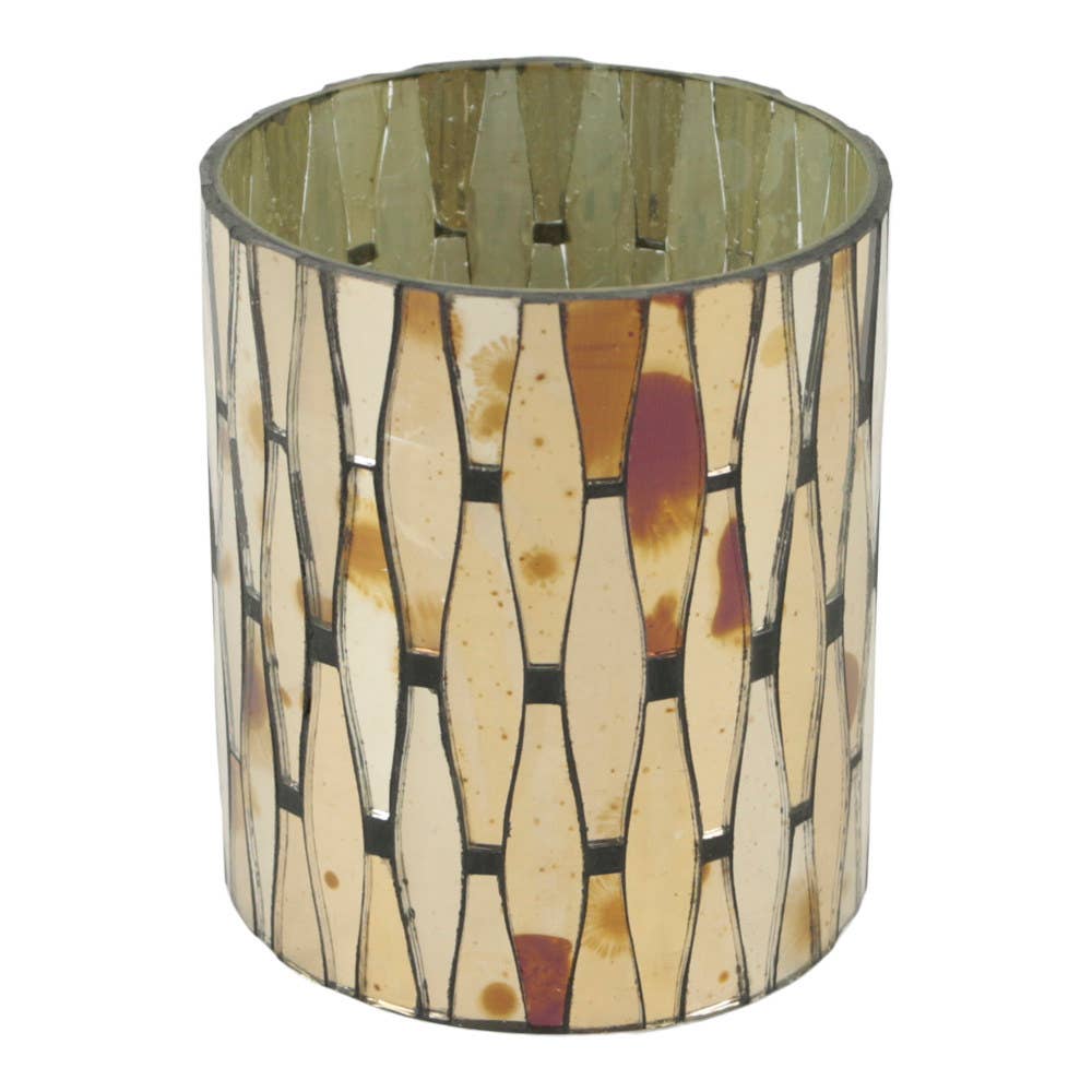 GOLDENER TEELICHTHALTER MIT RAUTENMUSTER - 11cm