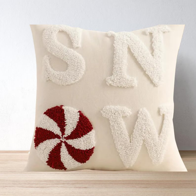 KISSENBEZUG | GESTICKTER SNOW SCHRIFTZUG