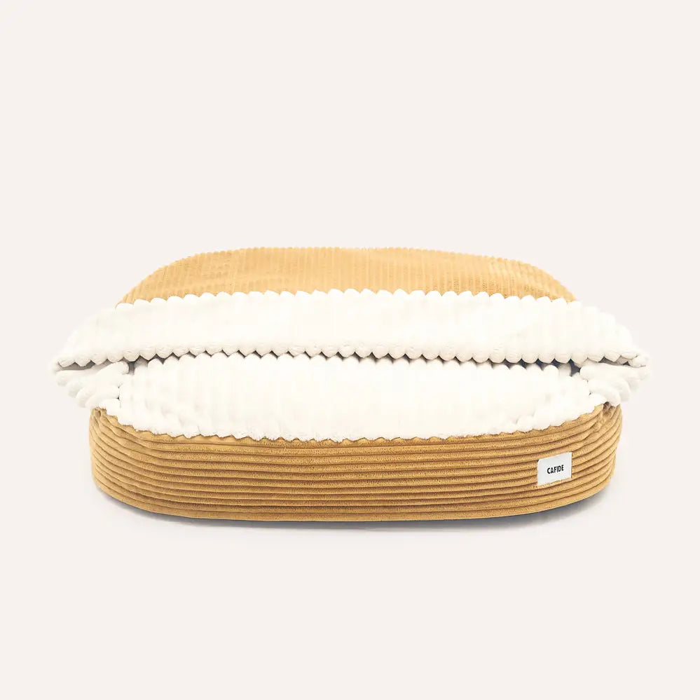 MASO HUNDEBETT MIT KAPUZE (SENF)