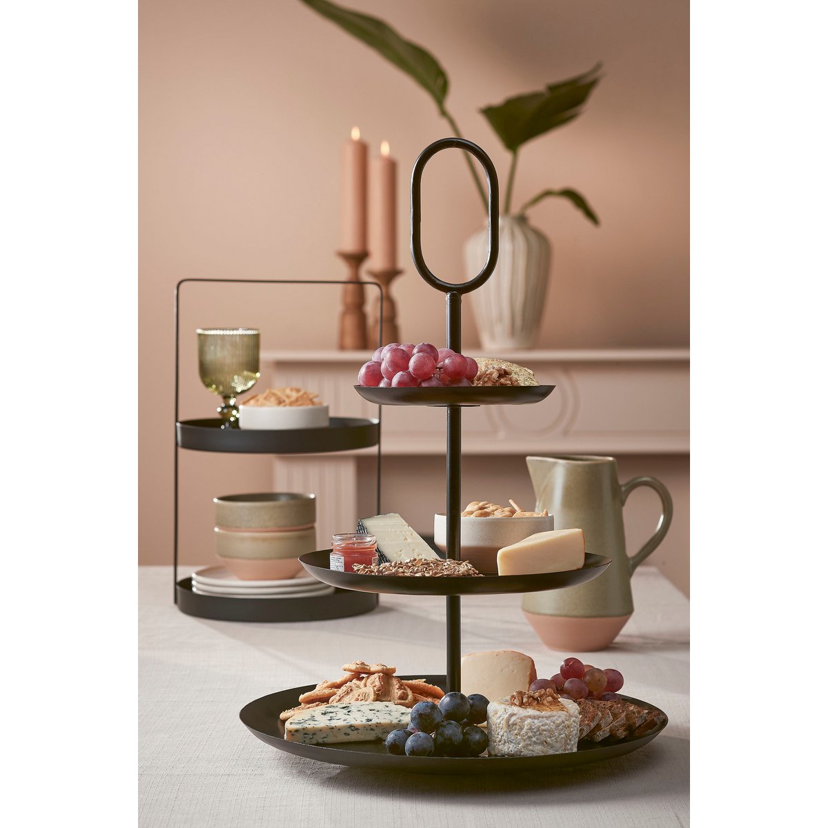RAMA ETAGERE MIT 3 EBENEN (SCHWARZ) - 55cm