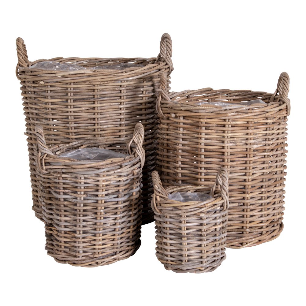 BLUMENKÖRBE AUS RATTAN (4 Stk.)