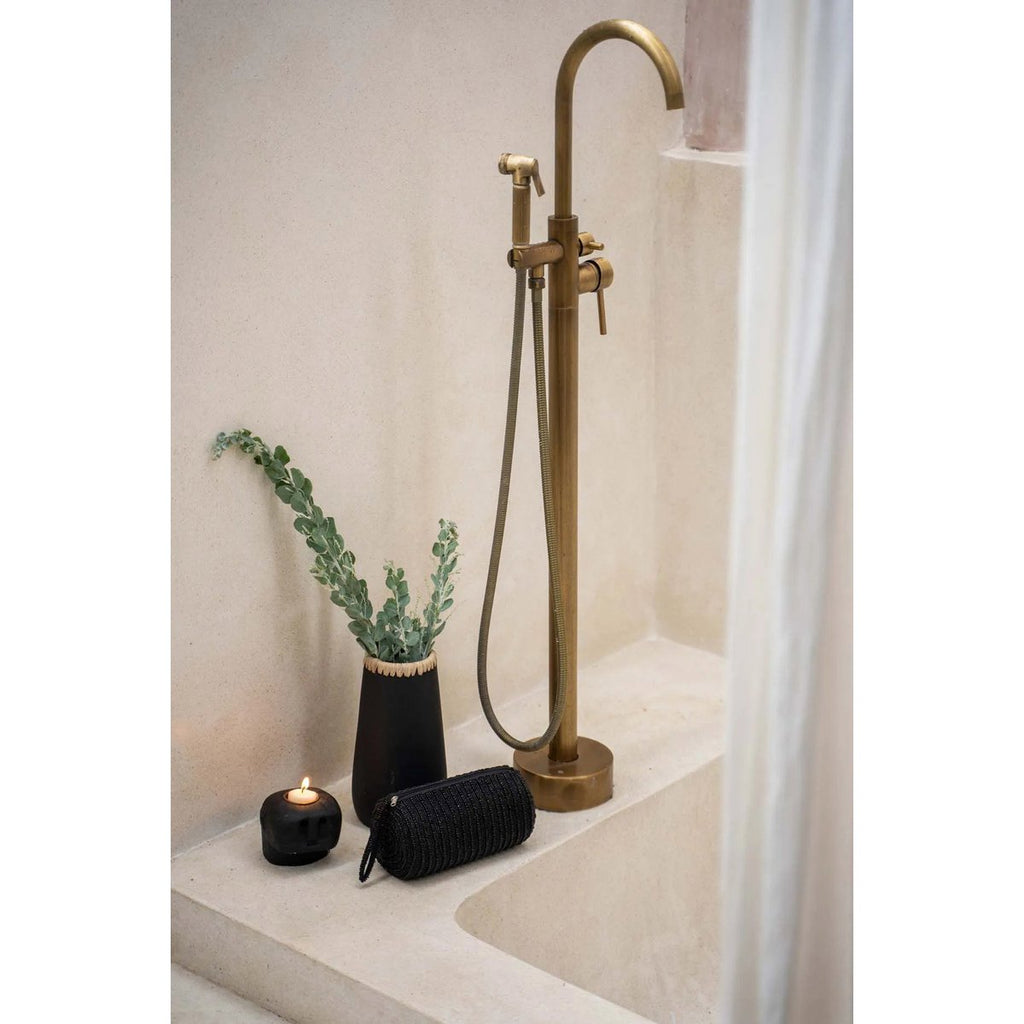 TERRAKOTTA VASE MIT BASTDETAIL (SCHWARZ) - 22cm