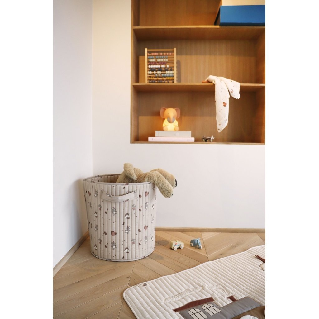 GESTEPPTER AUFBEWAHRUNGSKORB MÄUSCHEN & EINHÖRNER (KLEIN)