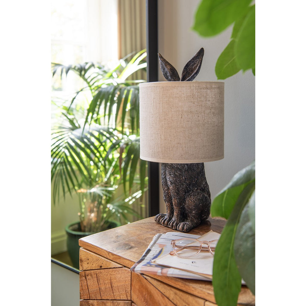 TISCHLAMPE HASE (GRAU/BEIGE)