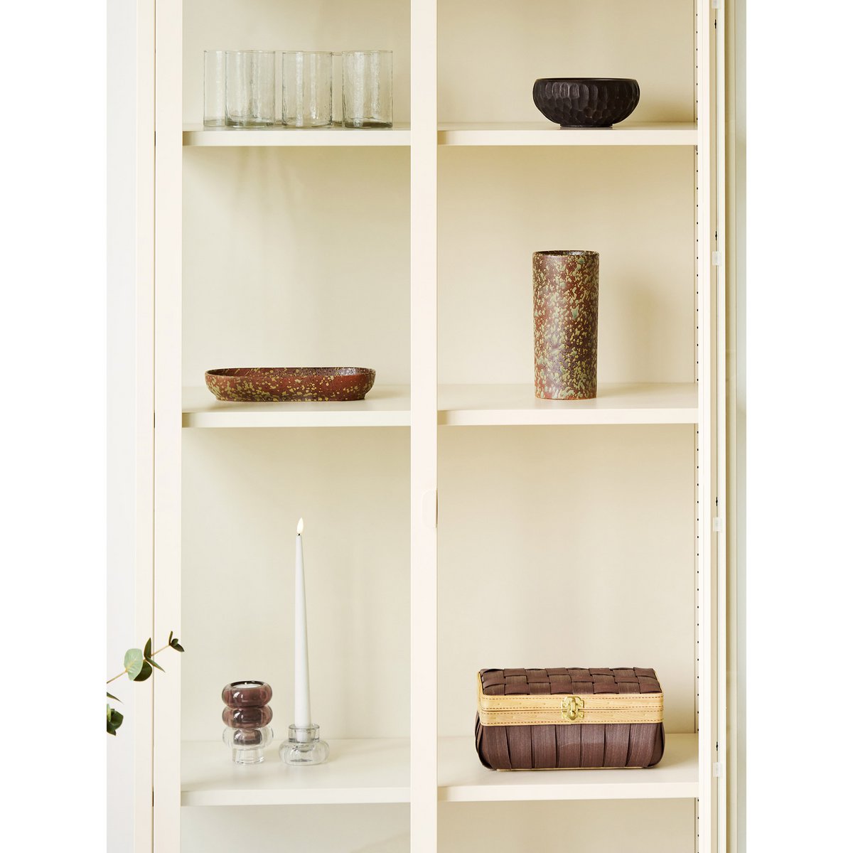 Vase aus Keramik (Dunkelbraun/Waldnachtgrün), 20cm – Ansicht 3