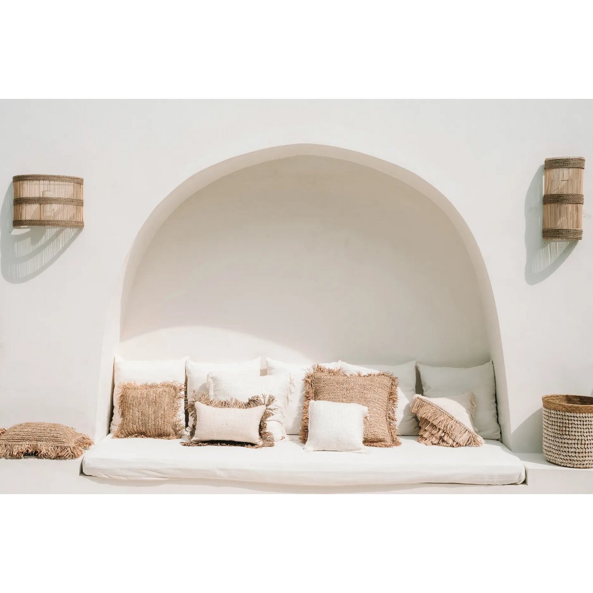 HANDGEWEBTER KISSENBEZUG (CREME) - 40 x 40cm