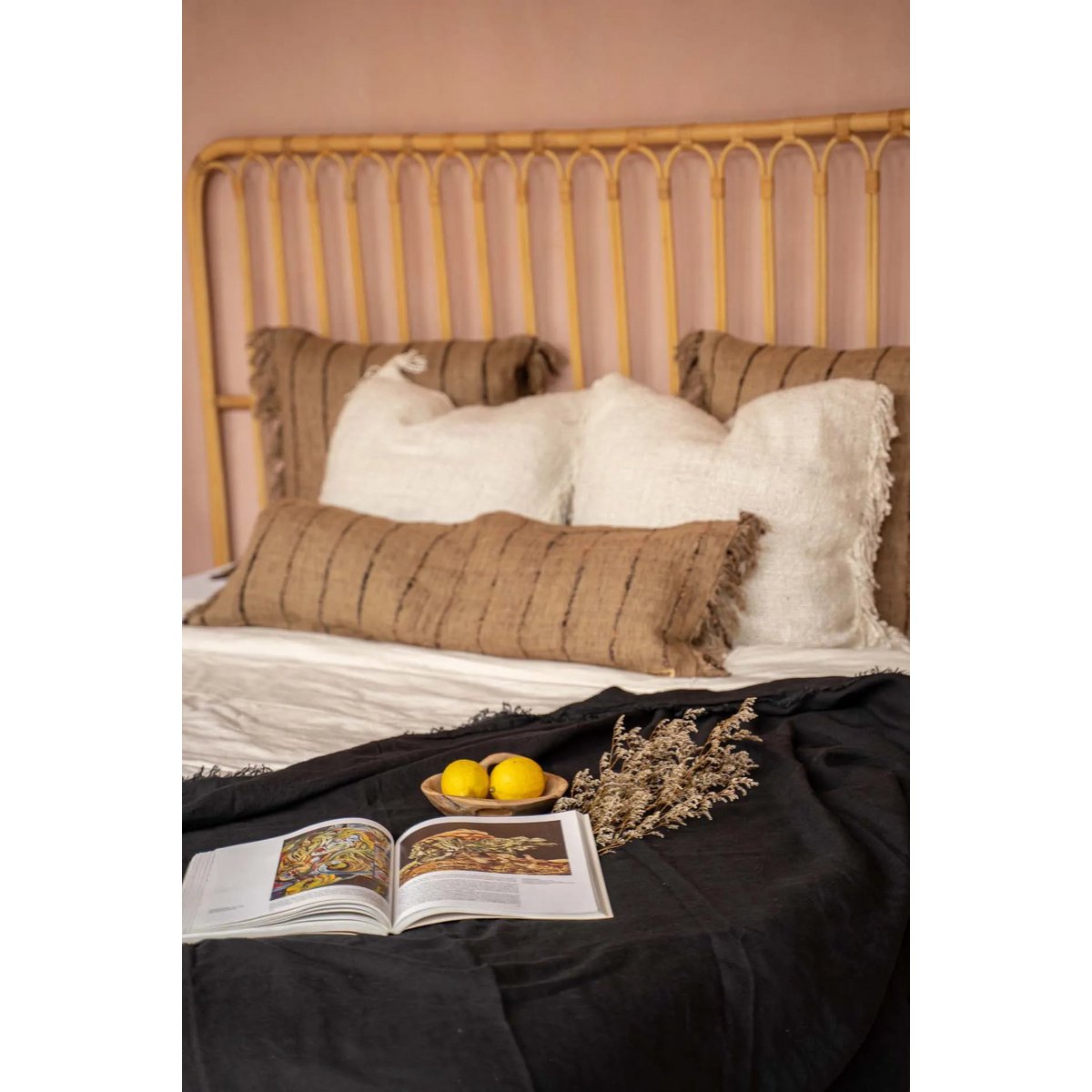 HANDGEWEBTER KISSENBEZUG (BEIGE SCHWARZ) - 35 x 100cm