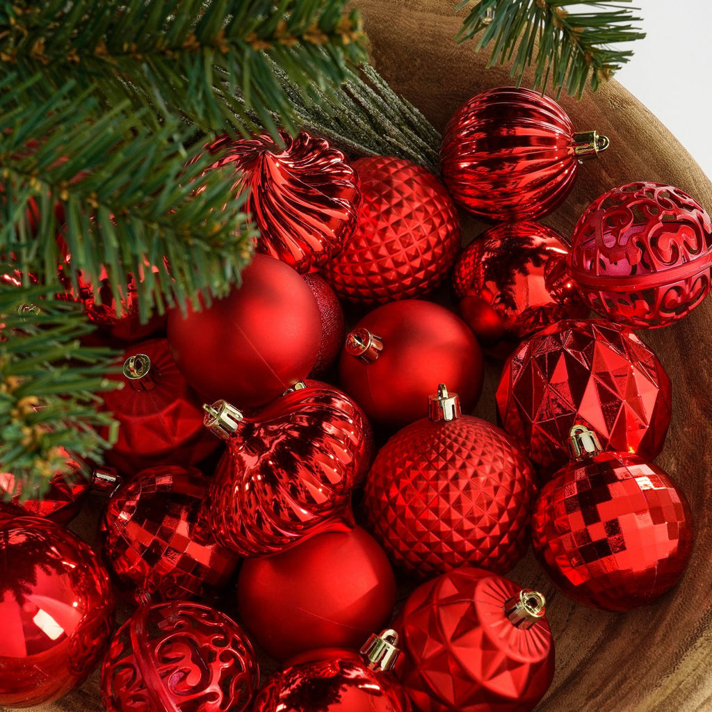 UNZERBRECHLICHE WEIHNACHTSKUGELN (ROT) - Ø7cm (60 Stk.)