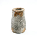 TERRAKOTTA VASE MIT BASTDETAIL (ANTIKGRAU) - 22cm