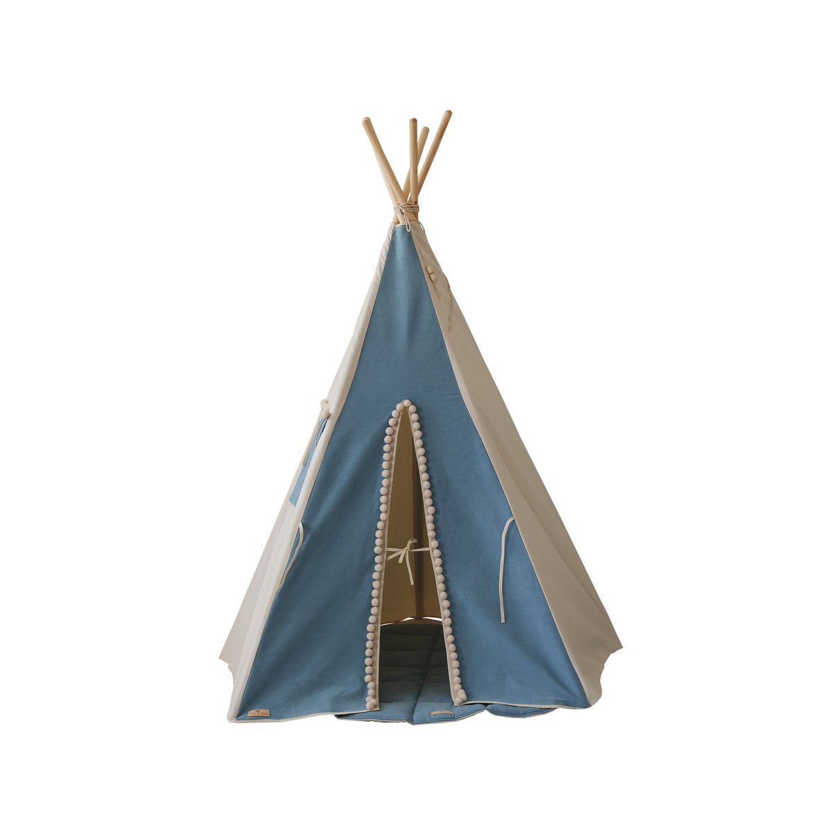 TIPI ZELT (BLAU) MIT POMPOMS